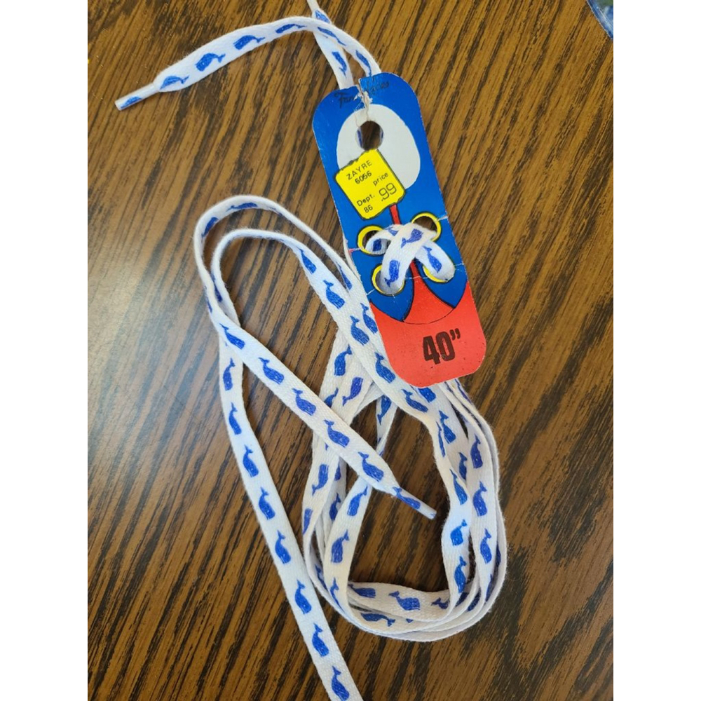 Vintage 80s Blue Whale & Polka Dot Shoelaces 40" - Picture 4 of 4